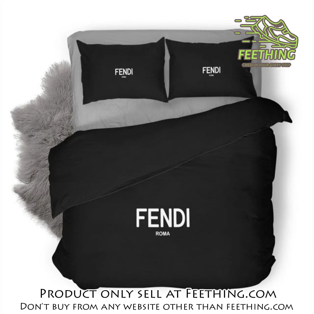 Fendi new luxury logo fashion brand premium bedding set home decor ft3421140